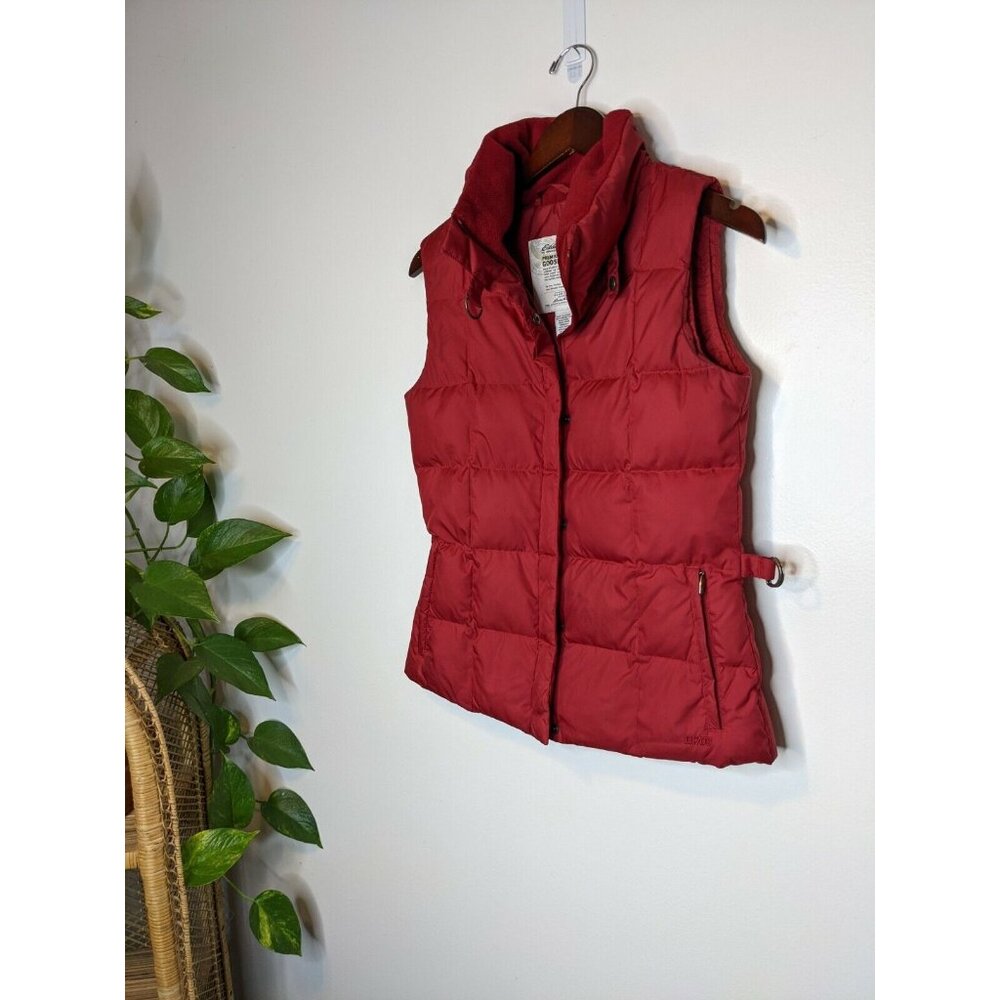 Eddie Bauer Premium Quality Goose Down Quilted Style Red Puffer Vest Size XS